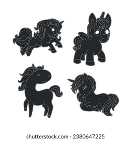 Line art unicorn kids illustration for  Children coloring book page, Unicorn kids coloring page vector blank printable design for children to fill in Free Vector