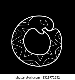 Line art uroboros occult symbol icon in modern style. Can be used for fluent design poster, electronic music technology cover, flyer, logo.
