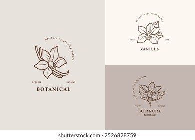 Line art vanilla flower logotypes