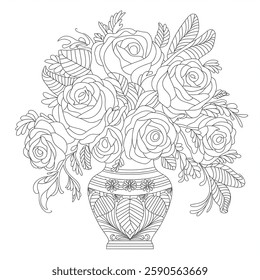 A line art vases illustration of a coloring page