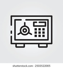 Line art vault protection icon logo vector illustration design, for business and finance symbol