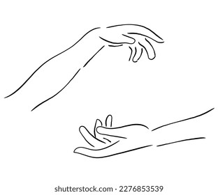 line art vector of abstract arm gesture.