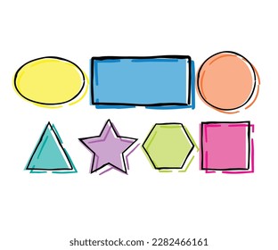 Line art vector of abstract geometrical shapes. Kids class art.