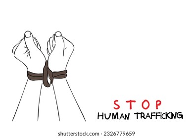 vectores de línea de arte contra la trata de personas. abolición de todo tipo de esclavitud humana.