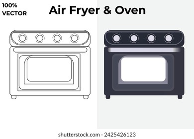 Line art and vector of an Air Fryer and Oven