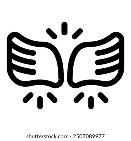 Line art vector of angel wings spreading with bright light, perfect for projects related to freedom, hope, and spirituality