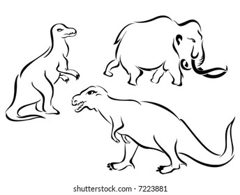 Line Art Vector Animal Series: Dinosaurs