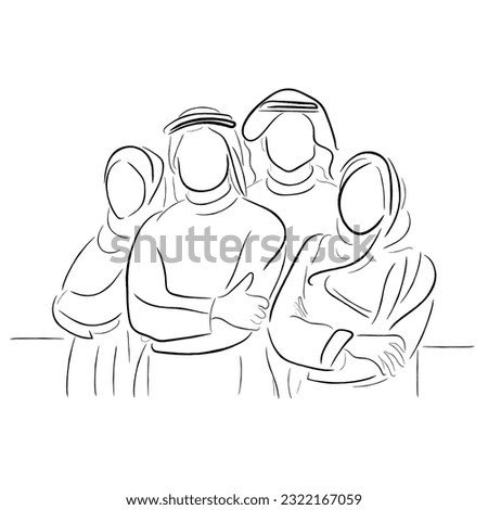 Line art vector of Ara Business people. Arab culture and business.