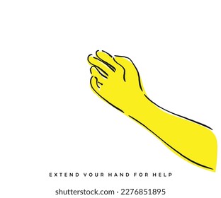 line art vector of arms extended to offer help.