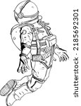 Line art vector of an astronaut, cosmonaut, spaceman. Isolated background. Vector illustrations