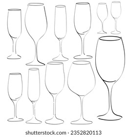 Line art of vector bar glasses. 