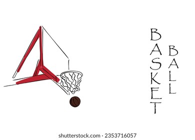 Line art vector of a basket ball basket and net.