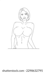 line art vector beautiful character of young woman