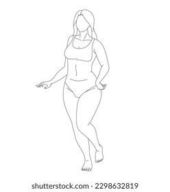 line art vector beautiful character of young woman