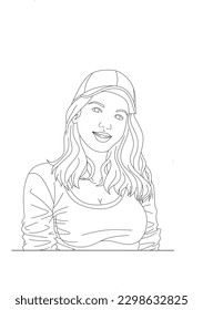 Linie Kunst, Vektorgrafik schöne Figur der jungen Frau