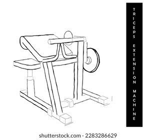 Line art vector of Biceps extension machine. Gym Icons Sketch.