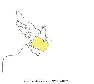 Line art vector of the bird holding envelope. 
