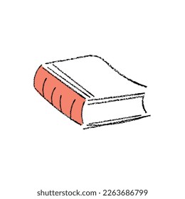 Line art vector of book. Crayon vector art. Hand drawn icon.