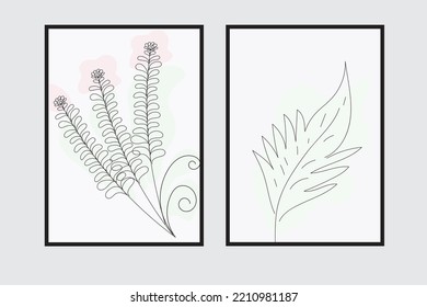 Line Art Vector. Botanical Leaf Line Art. Frame Work. Beautiful Leaf Art. Vector Design.