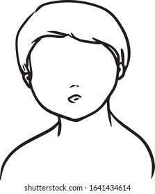 Line Art vector Boy in black and white, logo concept, figure, faceless, cute