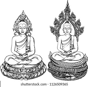 the line art vector of Buddha 