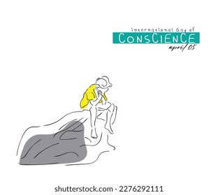 Line art vector of burden of conscience. Guilty conscience concept art. 