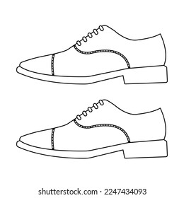 Line Art Vector Cartoon Illustration - Herrenlederschuhe. Auf weißem Hintergrund.