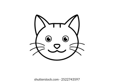 Ilustración de la cara del gato del Vector del arte de la línea en el fondo blanco