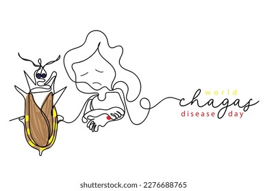 Vector de arte de línea de la enfermedad de chagas. Es una enfermedad que se propaga por la picadura de insectos que succionan sangre, conocidos como triatomina. Su parásito se llama Trypanosoma cruzi.