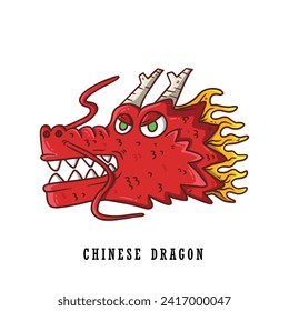 Line Art vector of Chinese Dragon. Jurassic Art. Chinese culture. 