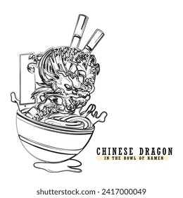 Line Art vector of Chinese Dragon. Jurassic Art. Chinese culture. 