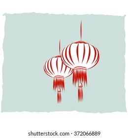 Line art Vector of Chinese lantern