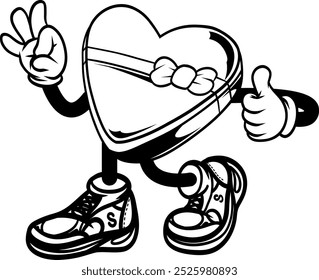 Line art vector Chocolate box valentine mascot illustration