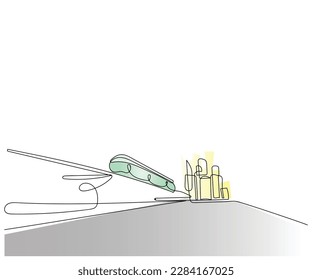 vector de arte de línea del paisaje urbano. 