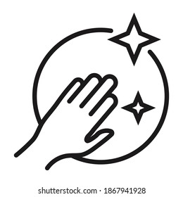 Line art vector a clean or cleaning icon with human hand for apps or website