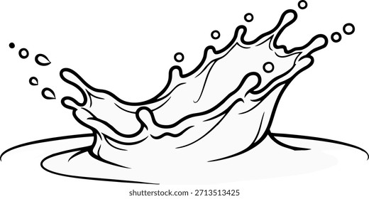 Line art vector of clean water splash.