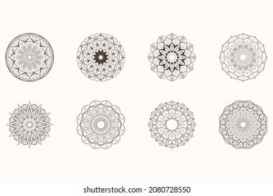 line art vector coloring mandala set