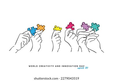 Line art vector of concept of creativity and innovation. Like minded people with diverse ideas come together to make something new and incredible. world creativity and innovation day.