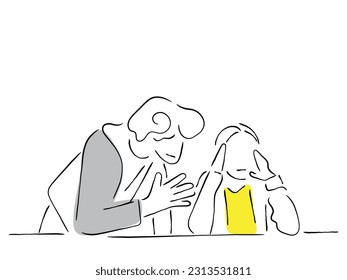 Line art vector of a couple fighting. Negative psychology in couples. Marital issues line art vector.