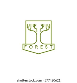 line art vector crest with simple tree