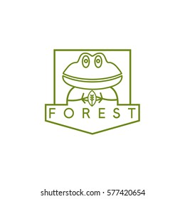 line art vector crest with simple frog