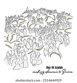 line art vector of day of arafah. Hajj art. Seek divine blessings in the day of forgiveness that is day of arafat