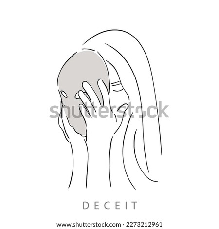 Line art vector of deceit concept. Double faced people and moles in business concept.