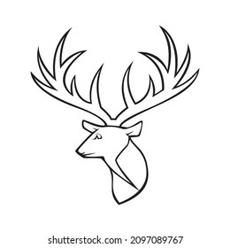 Line art vector of deer with large antler