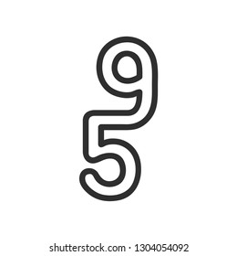 Line Art Vector Design Element. Figure 59. Combined numbers 5 and 9. Monograms of connected numbers.