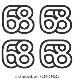 Line Art Vector Design Element. Figure 68. Combined numbers 6 and 8. Monograms of connected numbers.