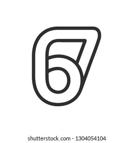 Line Art Vector Design Element. Figure 67. Combined numbers 6 and 7. Monograms of connected numbers.