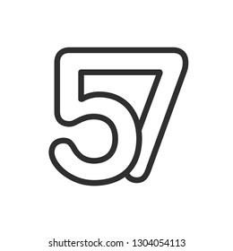 Line Art Vector Design Element. Figure 57. Combined numbers 5 and 7. Monograms of connected numbers.