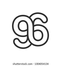 Line Art Vector Design Element. Figure 96. Combined numbers 9 and 6. Monograms of connected numbers.