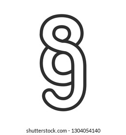 Line Art Vector Design Element. Figure 89. Combined numbers 8 and 9. Monograms of connected numbers.